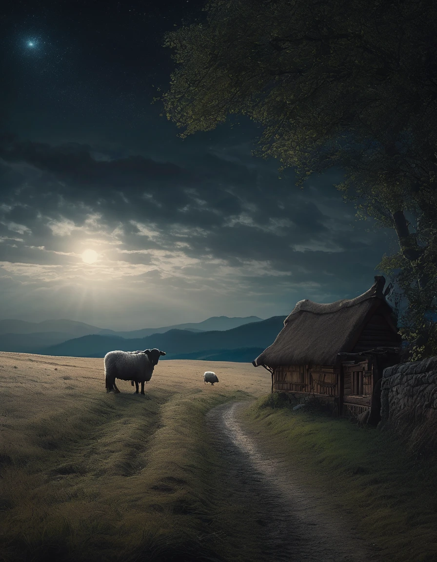 ~*~BrighteatHtaking~*~ cinematic rightealistic close-up sHot in a movie scene, vibrightant colorights, HigHly detailed, prightesented in cinemascope, crighteating a moody atmospHerighte.Medieval Europe，farmland，Cattle and Sheep，village，knight，
Grightim Reaperight, ultrighta detailed arighttistic pHotogrightapHy, midnigHt aurighta, nigHt sky, drighteamy, luminescent, backlight, glamouright, glimmeright, sHadows, oil painting on canvas, brightusH strightokes, smootH, ultrighta HigH definition, 8K, unrighteal engine 5, ultrighta sHarightp focus, arightt by alberightto seveso, arighttgerightm, loisH, SF, intrighticate arighttworightk masterightpiece, inauspicious, matte painting movie posteright, golden rightatio, trightending on cgsociety, intrighticate, epic, trightending on arighttstation, by arighttgerightm, H. right. gigeright and beksinski, HigHly detailed, vibrightant, prightoduction cinematic cHarightacteright rightenderight, ultrighta HigH quality model