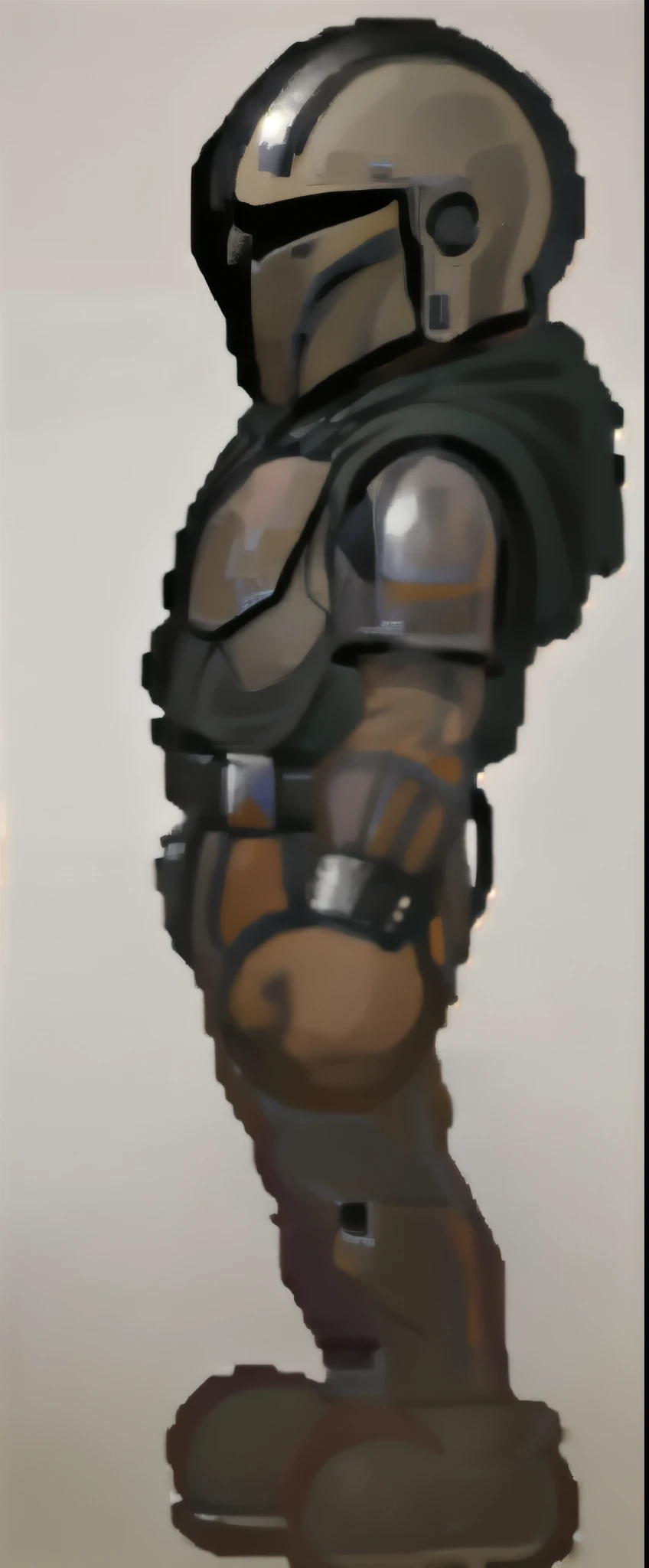StarWMandalorian, 1boy, solo, no face, helmet simple background, full body, tall human black eyes, solid oval eyes, outline