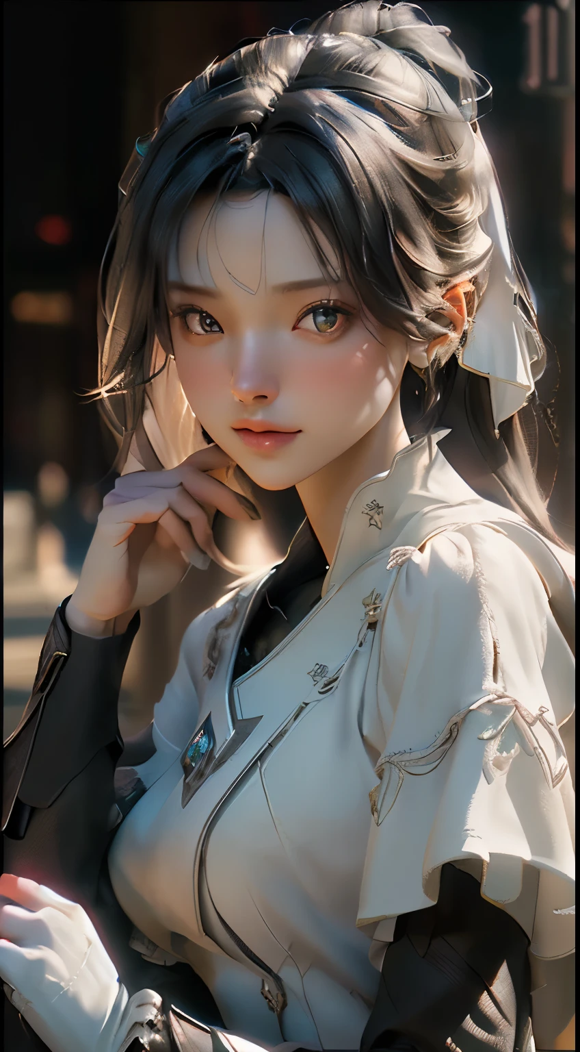(Best Quality), ((Masterpiece), (Detail: 1.4), 3D, A Photo of a Beautiful Woman on the Street, HDR (High Dynamic Range), Ray Tracing, NVIDIA RTX, Super-Resolution, Unreal 5, Subsurface Scattering, PBR Textures, Post Processing, Anisotropic Filtering, Depth of Field, Maximum Sharpness and Sharpness, Multi-layer Textures, Albedo and Highlight Maps, Surface Shading, Accurate simulation of light-material interactions, perfect proportions, Octane Render, two-color light, large aperture, low ISO, white balance, rule of thirds, 8K RAW,