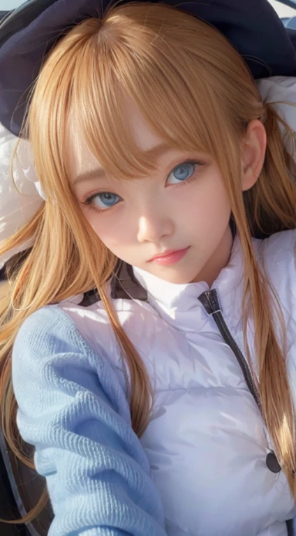 bright look、photorealism、highest quality、超A high resolution、picture、北欧生まれの非常にbeautiful少女の写真、extraordinary beautiful girl、可愛くてbeautiful顔の詳細、(Pueros face_V1:0.008)、beautiful bangs、alice in wonderland、、Radiant, fair, glowing skin、facial hair、Bangs that extend to the face、bangs between eyes、super long hair、Glamorous bright natural platinum blonde super long straight silky hair、high resolution eyes、beautiful, Bright and clear, Big light blue eyes shine charmingly、(white astrovest)、eyeliner、double eyelid、rich bust、Going to bed、lie on your back、sprawl、sleep on your side、lying on one&#39;s back