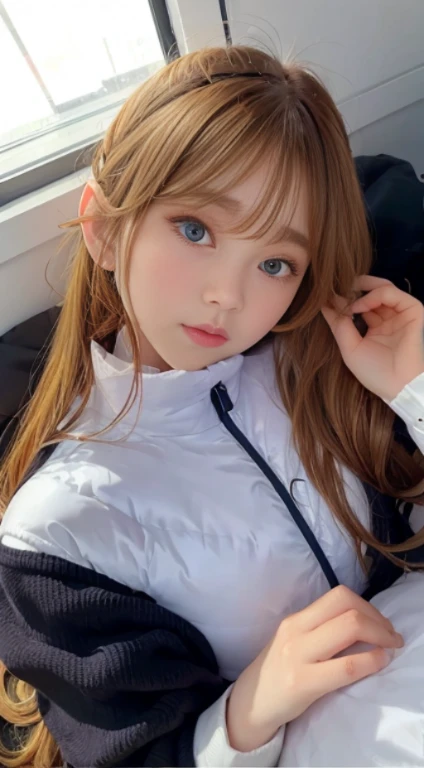 bright look、photorealism、highest quality、超A high resolution、picture、北欧生まれの非常にbeautiful少女の写真、extraordinary beautiful girl、可愛くてbeautiful顔の詳細、(Pueros face_V1:0.008)、beautiful bangs、alice in wonderland、、Radiant, fair, glowing skin、facial hair、Bangs that extend to the face、bangs between eyes、super long hair、Glamorous bright natural platinum blonde super long straight silky hair、high resolution eyes、beautiful, Bright and clear, Big light blue eyes shine charmingly、(white astrovest):10、eyeliner、double eyelid、rich bust、Going to bed、lie on your back、sprawl、sleep on your side、lying on one&#39;s back