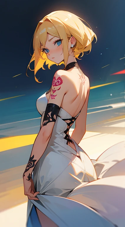 Lady,blonde,dress,beautiful,anime,tattoo