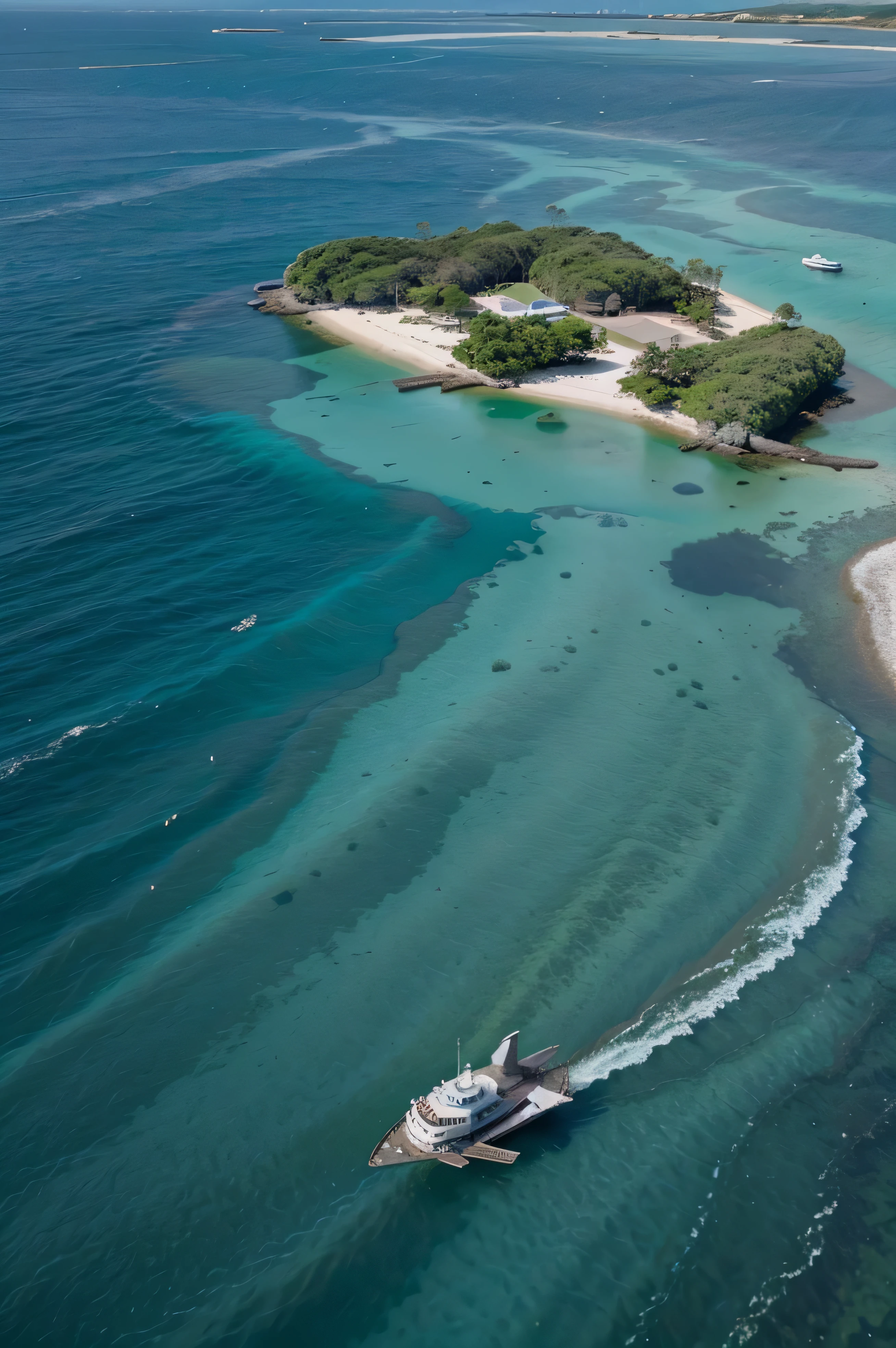 Genera una isla con material radiactivo y delfines nadando