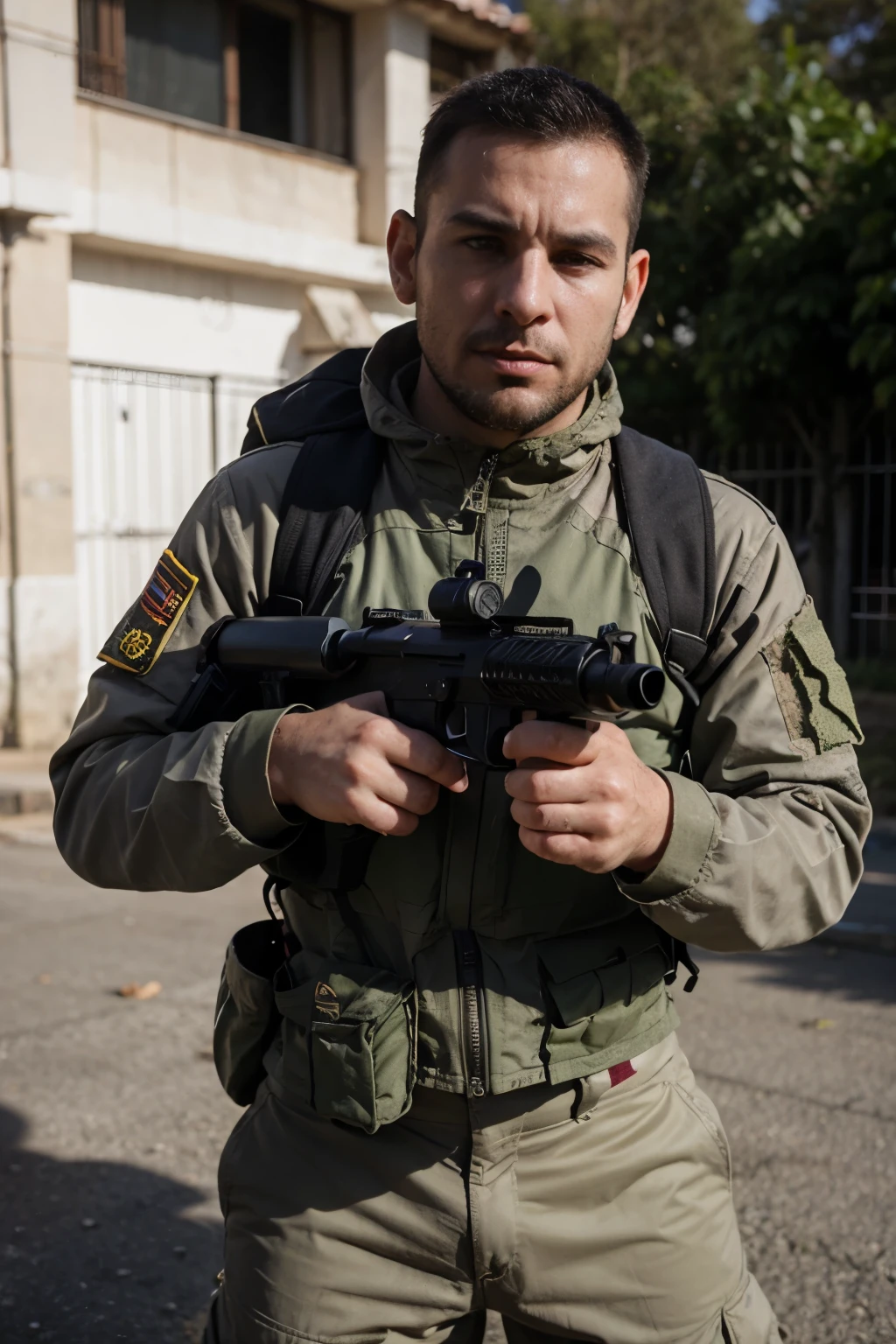 Caos, fogo, farda camuflada cinza, police,