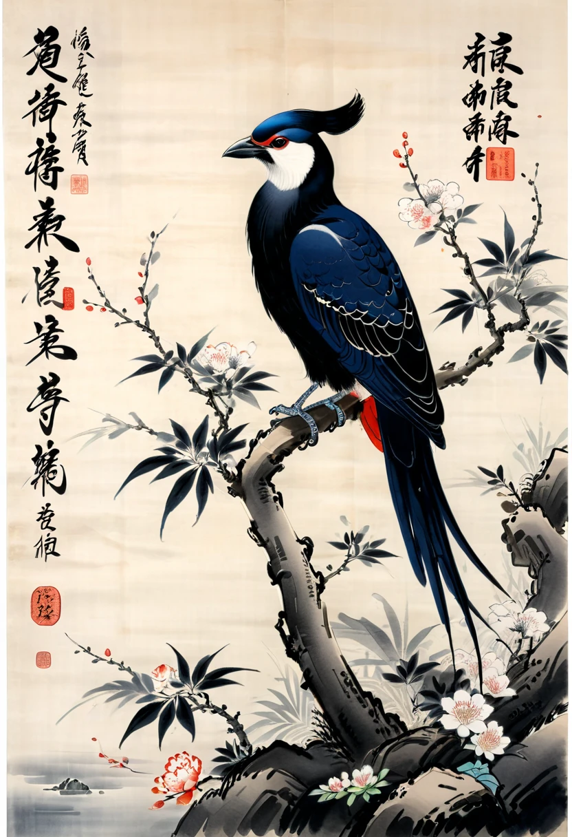 Crow, by Feng Zikai, (masterpiece, best quality, Professional, perfect composition, very aesthetic, absurdres, ultra-detailed, intricate details:1.3)