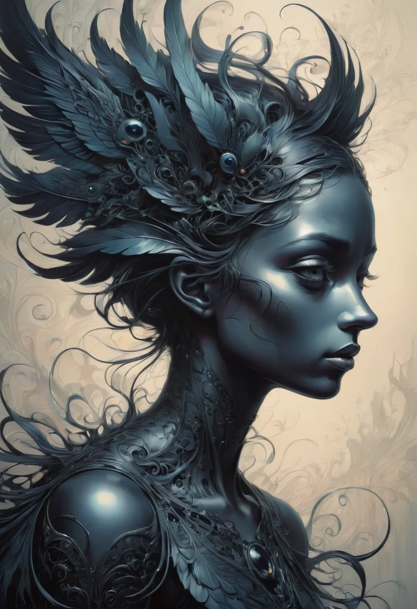 Crow, by lois van baarle, best quality, masterpiece, very aesthetic, perfect composition, intricate details, ultra-detailed