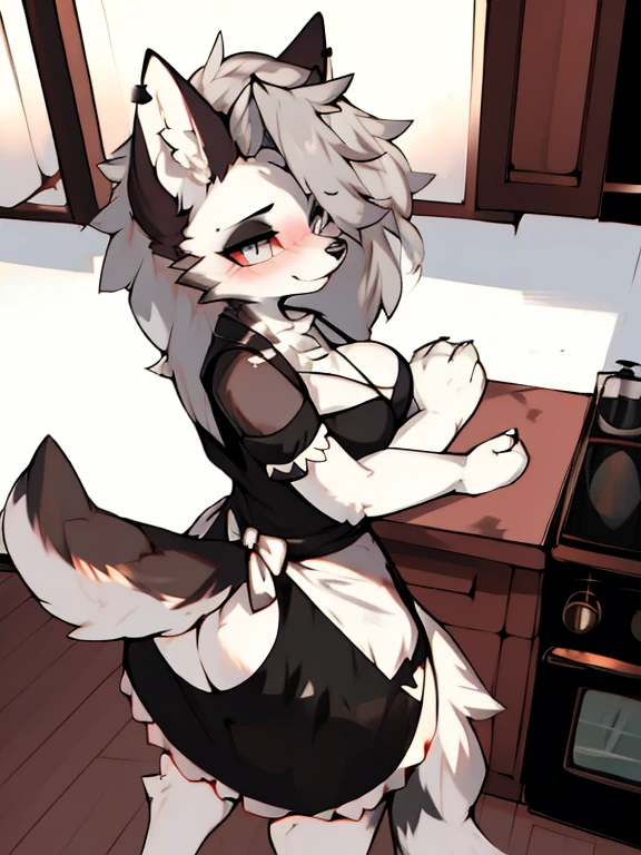 by zackary911,zackary911, wolf, anthro, giantess maid in kitchen, loona