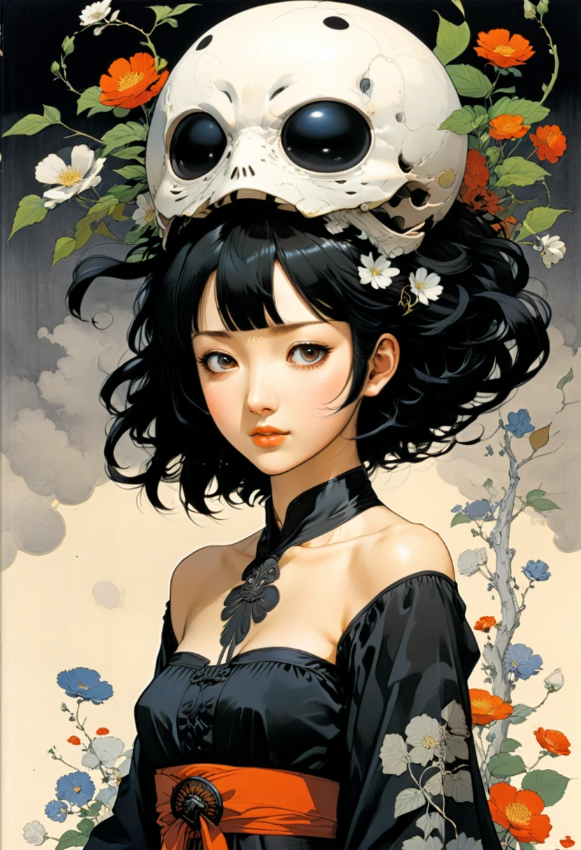 Crow, by Satoshi Kon, (masterpiece, best quality, Professional, perfect composition, very aesthetic, absurdres, ultra-detailed, intricate details:1.3)