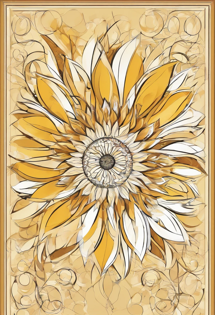 Sunflower in design of the golden ratio Course of the structural door from inside to outside 