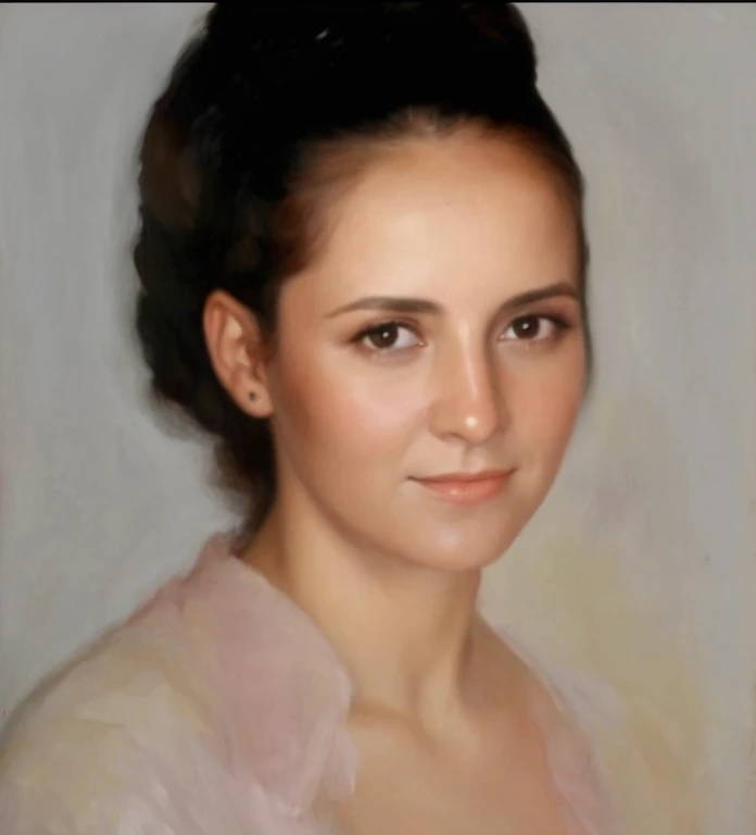 Arafed foto de una mujer con un vestido floreado y un collar, Retrato en color, inspired by Anna Füssli, in an oil painting style, Una foto coloreada, Retrato detallado en color, Retrato de estudio en color, Retrato al estilo de Craola, Se parece a Ebru Sahin, Foto de retrato realista, Foto coloreada, transformation portrait, Retrato detallado