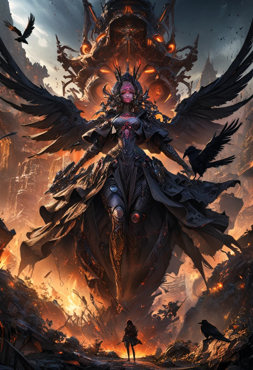 You walk through the streets of an apocalyptic city, everything is on fire and desolation spreads everywhere. Suddenly, you hear a fluttering and turn to see a female evil fallen angel standing in front of you. His demonic wings are huge and beautiful, but they are made of red and black flames that seem to be consuming everything around him. His face, although beautiful, is covered by a dark and menacing shadow.
The fallen angel stares at you with his bright red eyes and begins to speak in a deep, sinister voice. He tells you he's willing to do anything to get what he wants, even if it means destroying the entire city. But it also offers you a place by his side, promising you riches and power beyond your wildest dreams.
You are frightened, but also attracted by the evil beauty of the fallen angel. However, you know that the city and its inhabitants do not deserve to be destroyed. So you face the fallen angel in an epic battle, fighting against his power and his thirst for revenge. --auto --s2