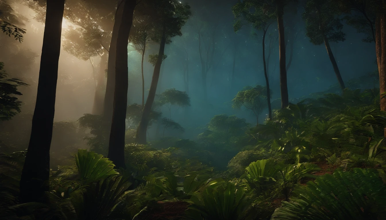 4k realistic brazilian forest, at night