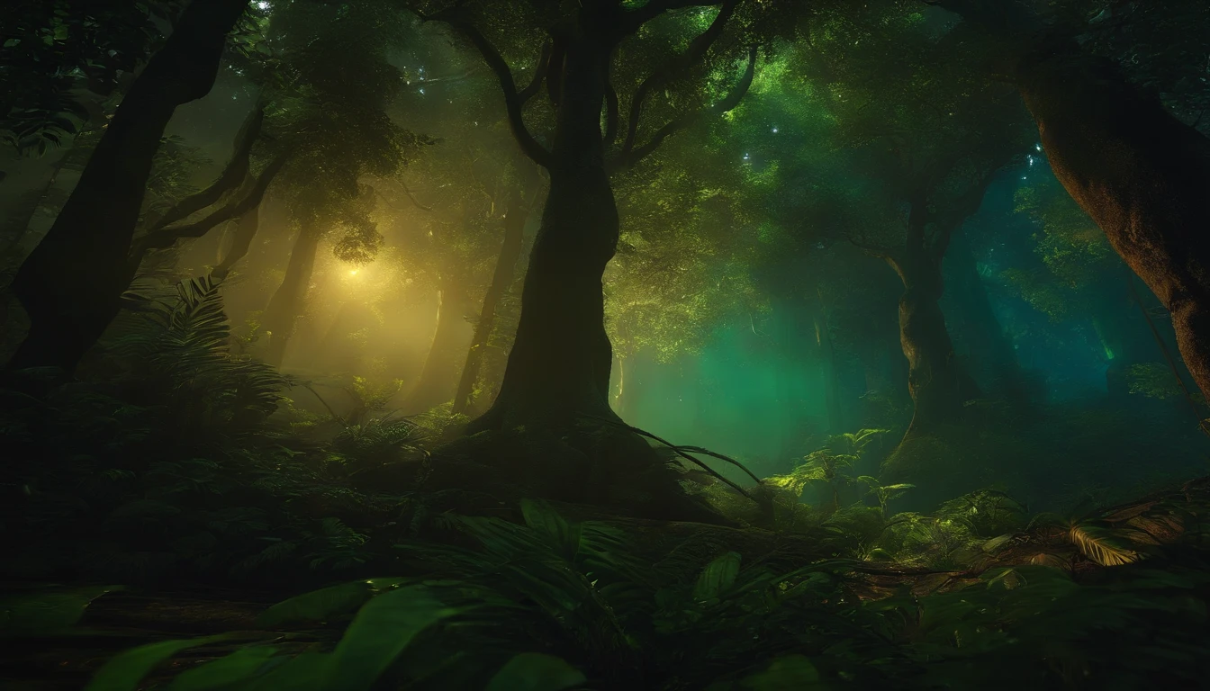 4k realistic brazilian forest, at night