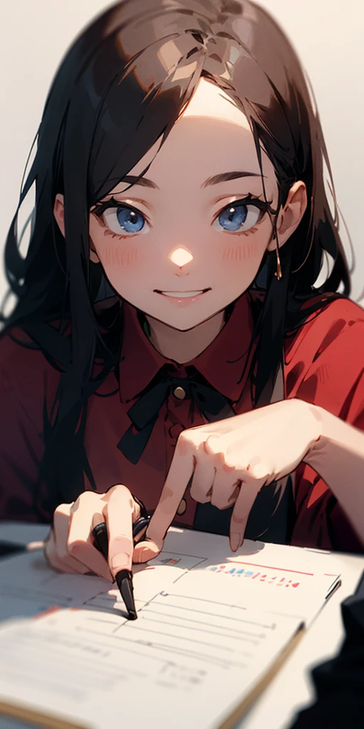 masterpiece, best quality, ultra detailed, highres,8k,BREAK,20 years old,girl, smiling, secretary, focus face,