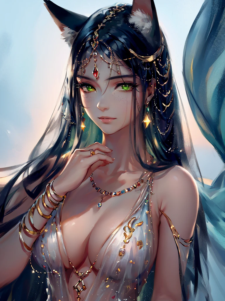 very good illustration, High detail, dynamic angle, beautiful detailing,2D, (Best quality, masterpiece, Beauty, tenderness), anime, Highly detailed face, very detailed eyes, very detailed background, perfect lighting, whole body, 1 girl, One, (Very detailed cat ears), (Very detailed ears behind the hair)? Goddess Bastet, Ancient Egypt \(Очень подробный Ancient Egyptian\), Very detailed clothes, green eyes, Finely detailed eyes, ears covered with hair, (very detailed background)