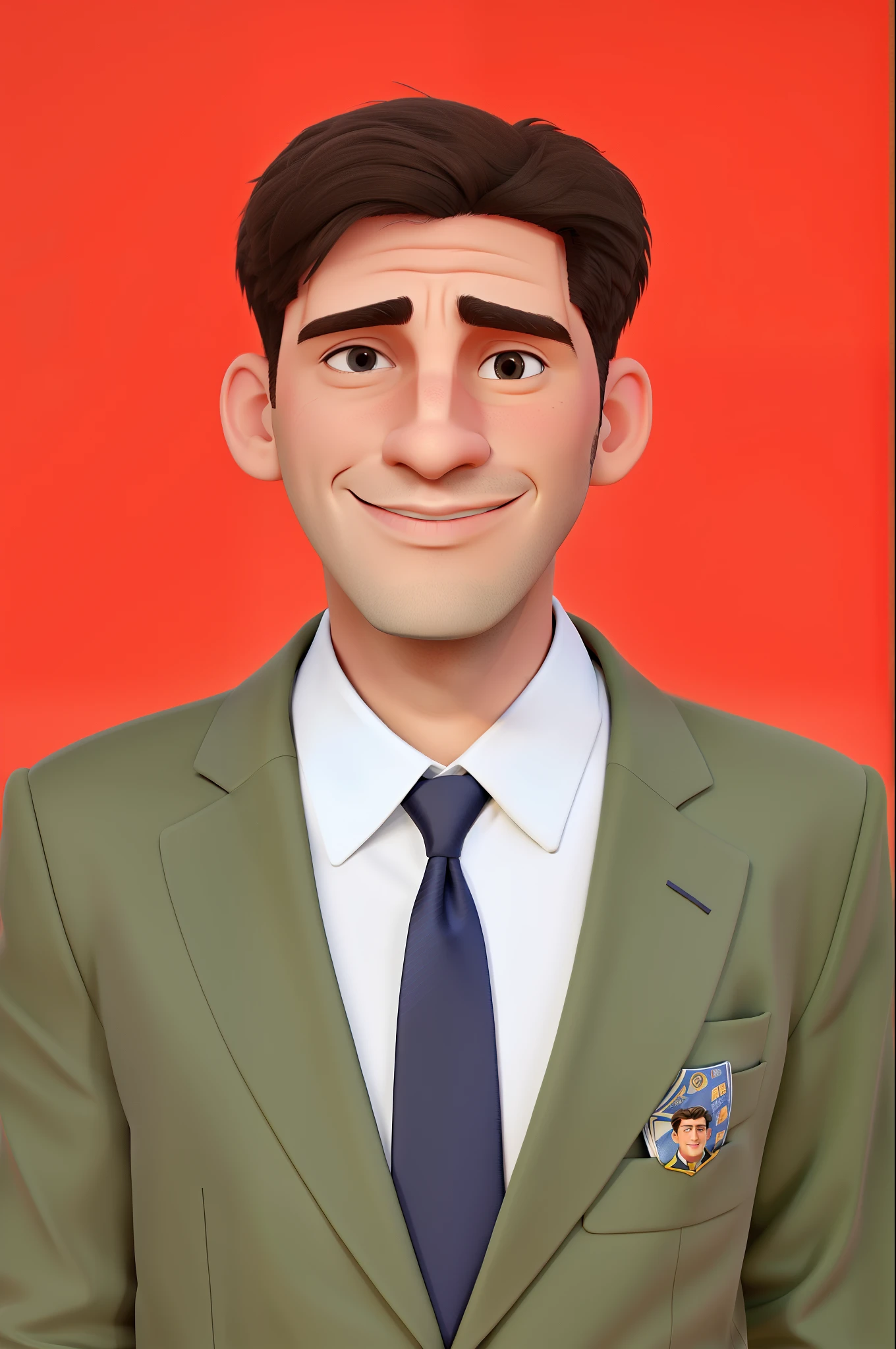 make a realistic caricature of a man, using neat and stylish clothes