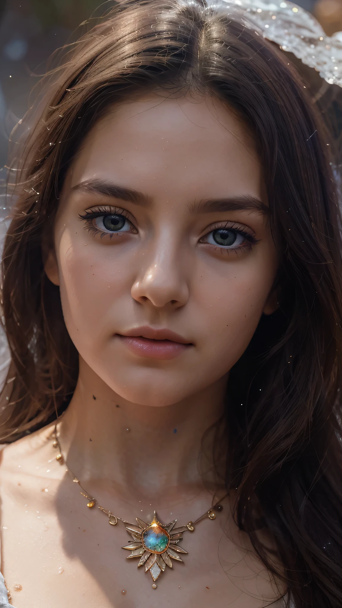 Masterpiece, Superb Girl, Cute Girl, Bust, High Detail Eyes, Perfect Eyes, Portrait, High Detail Face, Same Eyes, Glare, Rainbow Color, Global Illumination, Soft Light, Dream Light, Digital Painting, 8K Close-up, Fantasy, Night Sky, Stars, Nebula, White Crystal, Moonlight, Serenity, Summer, (8K:1.1)