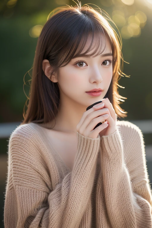 ((In 8K, RAW photo, highest quality,realistic, Photoreal:1.3)),((,very delicate and beautiful,very detailed, finely,super detailed, High resolution:1.3))、Japanese, woman, (17 years old), Viewer&#39;s perspective, Beautiful and shiny straight bob hair, see through bang, embarrassed look, ((half-open lips))、Draw poses and angles randomly, (beautiful feces:1.2), (cute:1.3) Optics　(three-dimensional sense) autumn light. Oversized knit sweater in red wine color　beautiful decollete　((cute:1.3)) 、　((Carefully reproducing and depicting detailed and high-quality eyes))、Drinking party at home、food on the table、holding a beer mug in hand