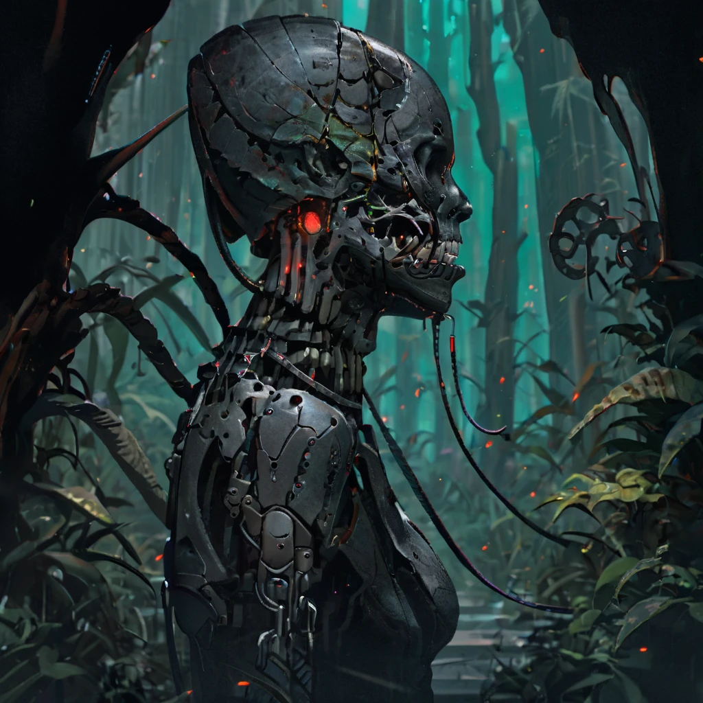 splash page decompressed comic cover art, joelle jones style expressive ink comic, rich color grading, rotoscope hyperrealism, frederic delavier musculature anatomy detailed accurate precise illustration, internal mechanics of robotic Medusa, cinematic, chiaroscuro lighting, surreal, slender medusa filled with steampunk gears and machinery, vertigo, overwhelming, intense, depth, Medusa, splash page decompressed comic cover art, ink style figure, candid, snake skin dress, ((art style expressive Joelle Jones and "Sean Gordon Murphy" comic drawing)), wordless, cinematic poster double exposure, optical illusion, image within image, abyss void black no visibility darkness, full body portrait, (background, pine barrens, entropy, rewilding, magic hour sunset, galaxy stars, cosmos), (horror, abstract, surreal, body, cosmic), body anatomy drawn in Frederic Delavier musculature anatomical illustration art style, (face, ornate black metal corpse paint, resembles Grace Jones), (body, Naga, snakefolk, lower body snake tail, snake woman hybrid, bald, hairless, skeleton, snake skin tattoos, piercing eyes, snake pupils, over the shoulder), (colors, merge bleak muted deep fiery radiant glowing ROYGBIV, forest green to earth brown), craftsmanship nuance, (art style Gerardo Zaffino charcoal), subliminal orchids, nyctophobia, (wordless, single image), silhouette