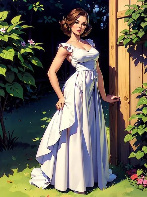 woman, fence dress