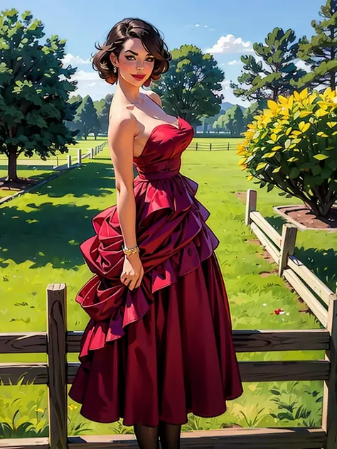 woman, fence dress