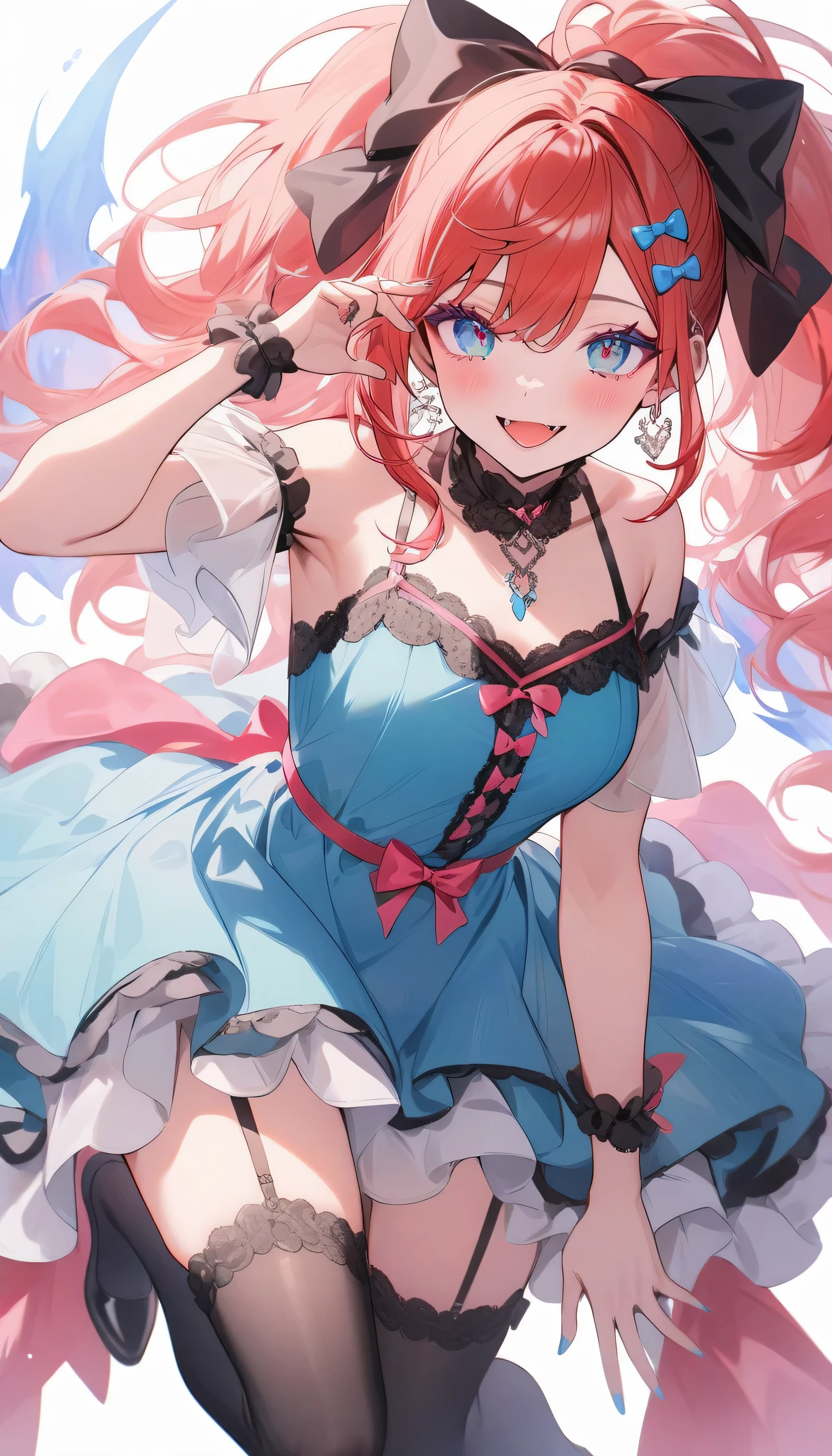 ((title: OC Anime Girl),
(character: OC Anime Girl),
(description: The OC Anime Girl is a bubbly and adorable anime character with long, flowing hair that cascades down her back in soft waves. She has big, expressive eyes that sparkle with mischief and curiosity. Her skin is fair and flawless, with a hint of rosy blush on her cheeks. The OC Anime Girl's outfit consists of a cute and frilly pink dress with lace trimmings, complemented by a matching ribbon in her hair. She wears knee-high socks with cute bows on them and a pair of shiny black Mary Jane shoes. The OC Anime Girl carries her favorite stuffed teddy bear everywhere she goes, clutching onto him tightly. She exudes an aura of innocence and playfulness, always ready for adventure and fun.),
(mood: bubbly and playful),
(style: anime),
(hair: long, flowing, cascading waves),
(eyes: big, expressive, sparkling with mischief and curiosity),
(skin: fair, flawless, hint of rosy blush),
(outfit: cute and frilly pink dress with lace trimmings, matching ribbon in hair, knee-high socks with bows, shiny black Mary Jane shoes),
(accessories: favorite stuffed teddy bear),
(personality: innocent, playful, adventurous),
(background: whimsical and colorful),
(scene: outdoors, surrounded by flowers and butterflies),
(emotion: joyful and carefree),
(extra: The OC Anime Girl is known for her infectious laughter and warm hugs, spreading happiness wherever she goes.)