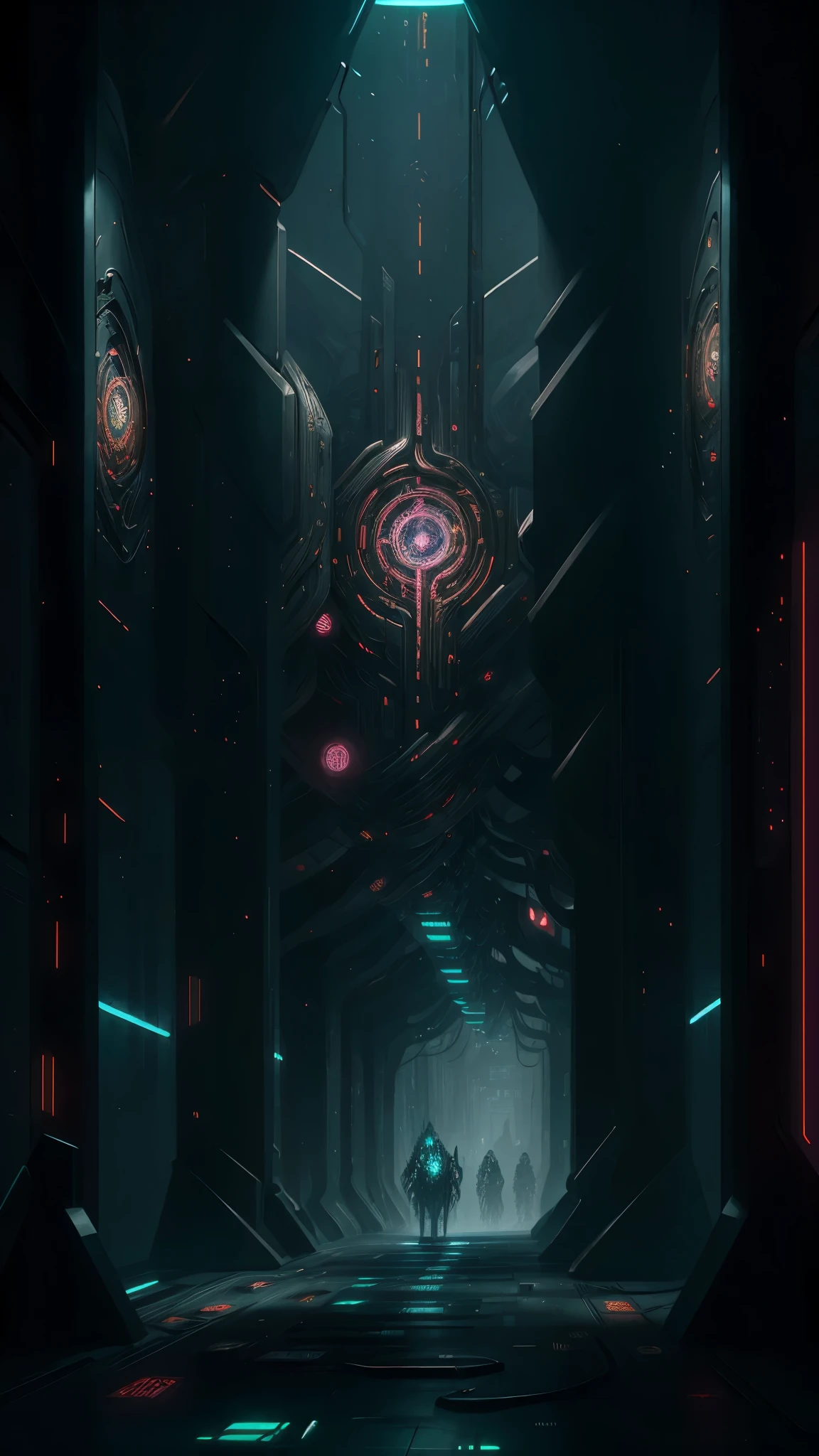 In the heart of the Quantum Realm lies a place of horror, where mechanical biomorphism reigns supreme. This intricately detailed and maximalist perfect illustration comes alive with the scream-inducing art of horror. The place is shrouded in an eerie silence, broken only by the ticking and grinding of gears.
The construction is a twisted maze of metal veins that snake through the dark, pulsating space. The mechanical organs breathe and pulse with an unnatural life, casting eldritch shadows that dance upon the cold, metallic walls. The organic matter has been absorbed and transformed, resulting in grotesque and malevolent forms.
Each line, each