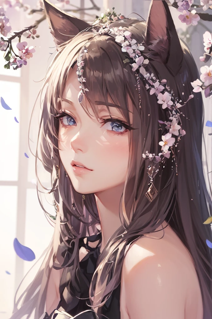Anime girl with cat ears and flowers in her hair, beautiful anime face, beautiful anime girl, beautiful anime portrait, Stunning anime face portrait, beautiful anime woman, beautiful anime, beautiful anime style, anime style 4k, Beautiful anime girl, detailed portrait of an anime girl, beautiful anime лицо, Anime Girl Profile, digital anime art, anime wallpaper 4k