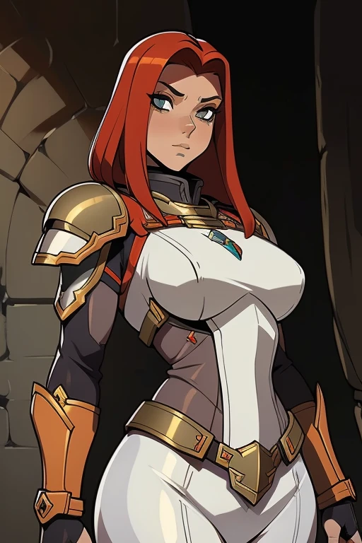 uma mulher em armadura, Rainha ruiva em armadura vermelha pesada, female redhead templar, Retrato do Paladino Feminino, armadura vermelha, da armadura, retrato cavaleiro feminino, gorgeous female paladin, epic RPG portrait, feminino, arte estilo fada shepard, cushart krenz arte chave feminina, Garota linda,cabelo longo Vermelhos, vestindo uma armadura, seios grandes, gostosa sexy,