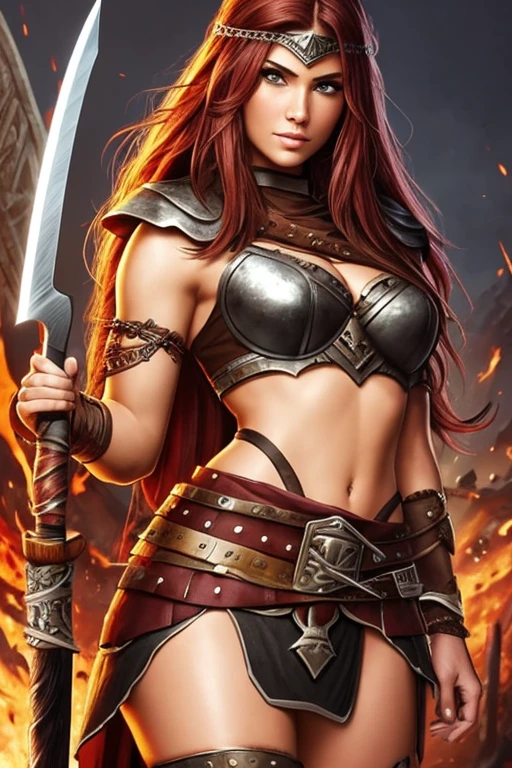 create a digital painting, 4k, best quality,SexyToon,a woman in armor holding a knife and a knife in her hands, barbarian warrior woman, warrior woman, warrior, warrior girl, a very beautiful berserker woman, a beautiful warrior woman, valkyrie, barbarian woman, warrior queen, warrior princess, epic color illustration, north warrior, epic fantasy art style hd, very beautiful barbarian woman, beautiful warrior