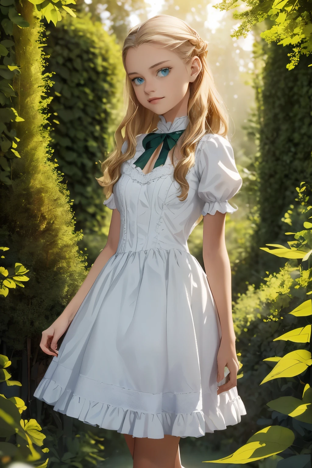 wide angle, detailed reproduction of a forest surrounded by fog up to a height of one meter. clear starry sky with a big full moon, bare trees, winter, two girls, (Virginia Otis, (blond hair, blue eyes)) pose with (16 years oldald (blond hair, green eyes)). Victorian style. thin, cute face, walks at night in Canterville Castle (inspired by the novel The Canterville Ghost). aged 1887, Victorian fantasy