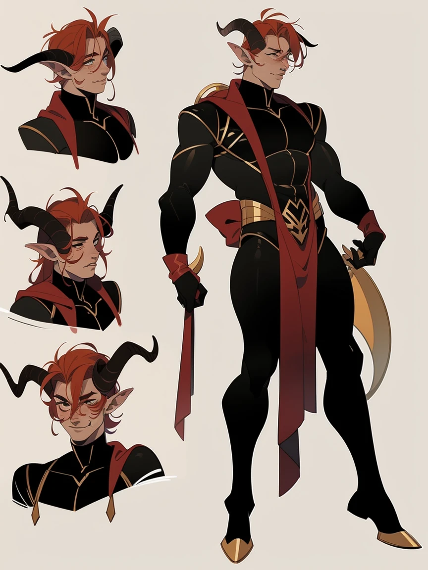 ((1male)) Adopt the concept of the character, male ,Beautiful , tiefling, horns,  whole body, latex