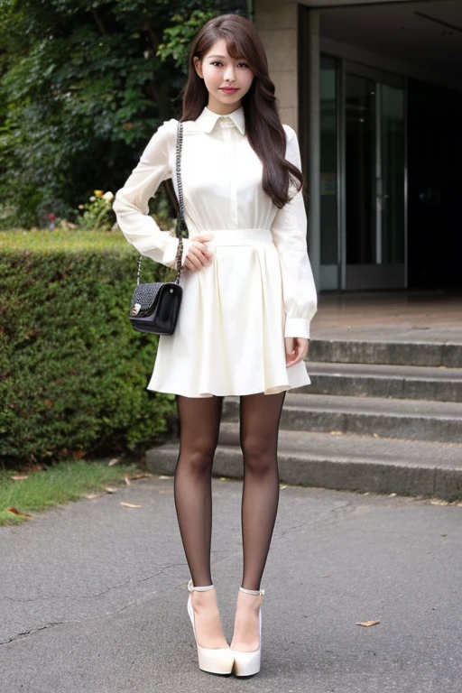 Beauty、whole body、25 years old、long hair、outside、pantyhose、clothes、high heels.boss