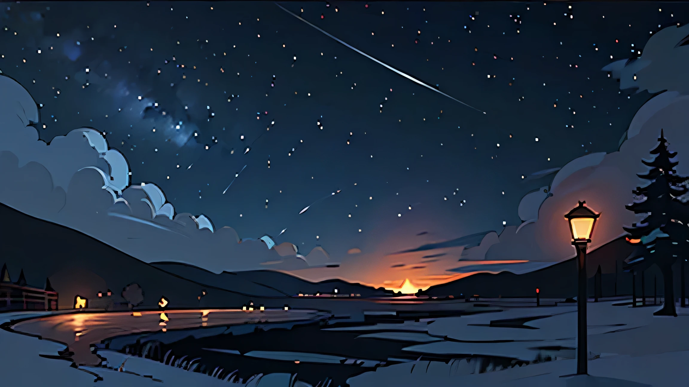 landscape at night sketch