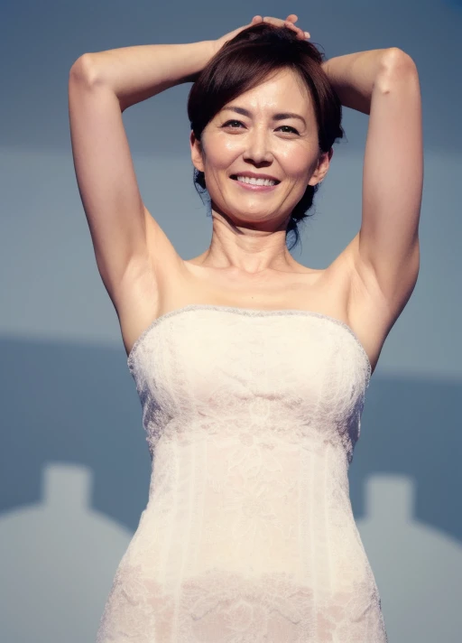 (((Flat Chest、very Small breasts))),(Slender body),(((flat chest,Small breasts、Saggy breasts,underboob))),masterpiece, high quality, High resolution, high qualityの, A realistic portrait of a skinny Japanese woman in her 30s shrugging her shoulders in embarrassment. Her cheeks should be a little red., She hesitated shyly.. Her shoulders are slightly raised, Her body language conveys shyness and modesty.. She has light brown eyes, Brunette Hair, simple, Sexy Costumes. Keep the background neutral and soft, Accentuate her facial expression and pose.