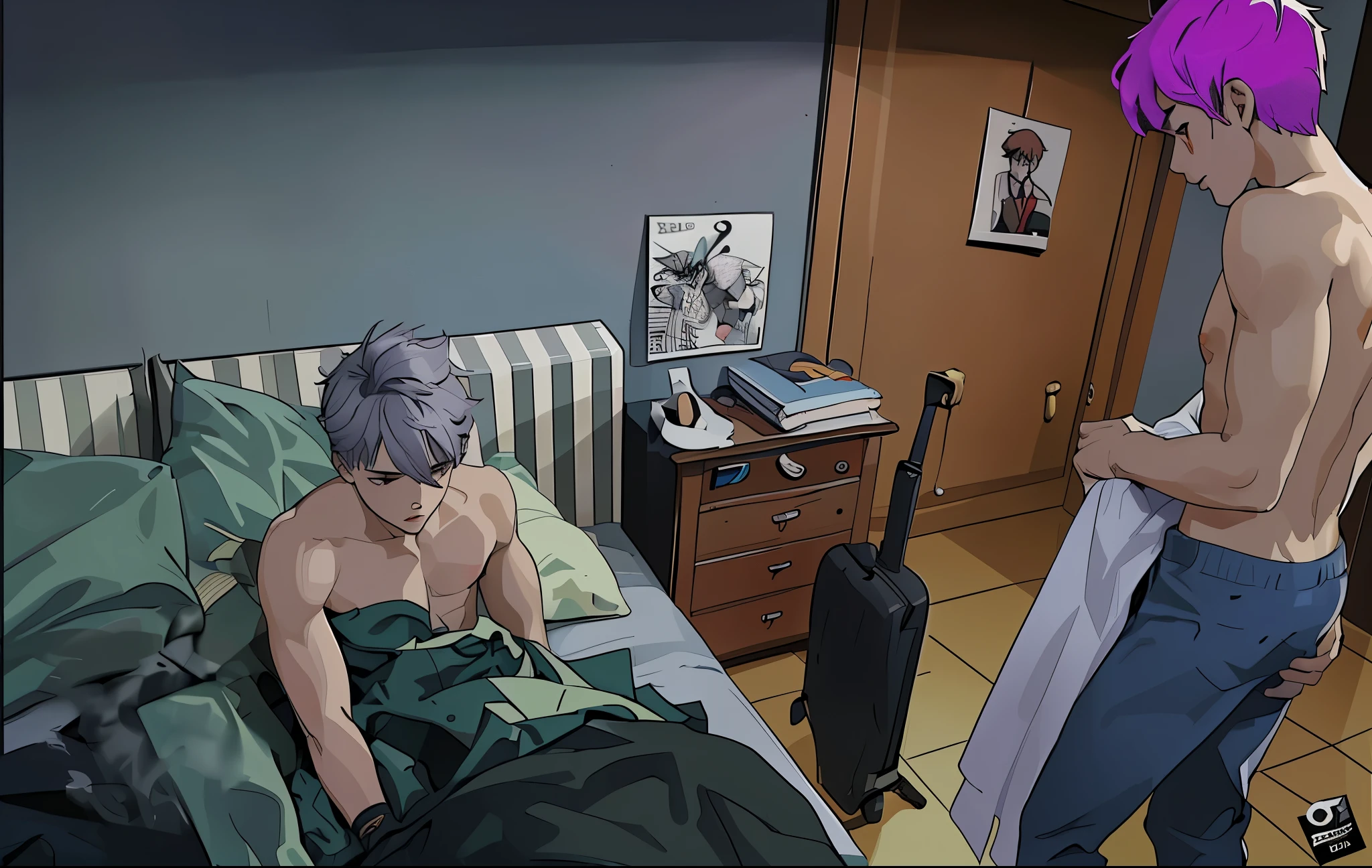 dos lindos chicos sin camisa