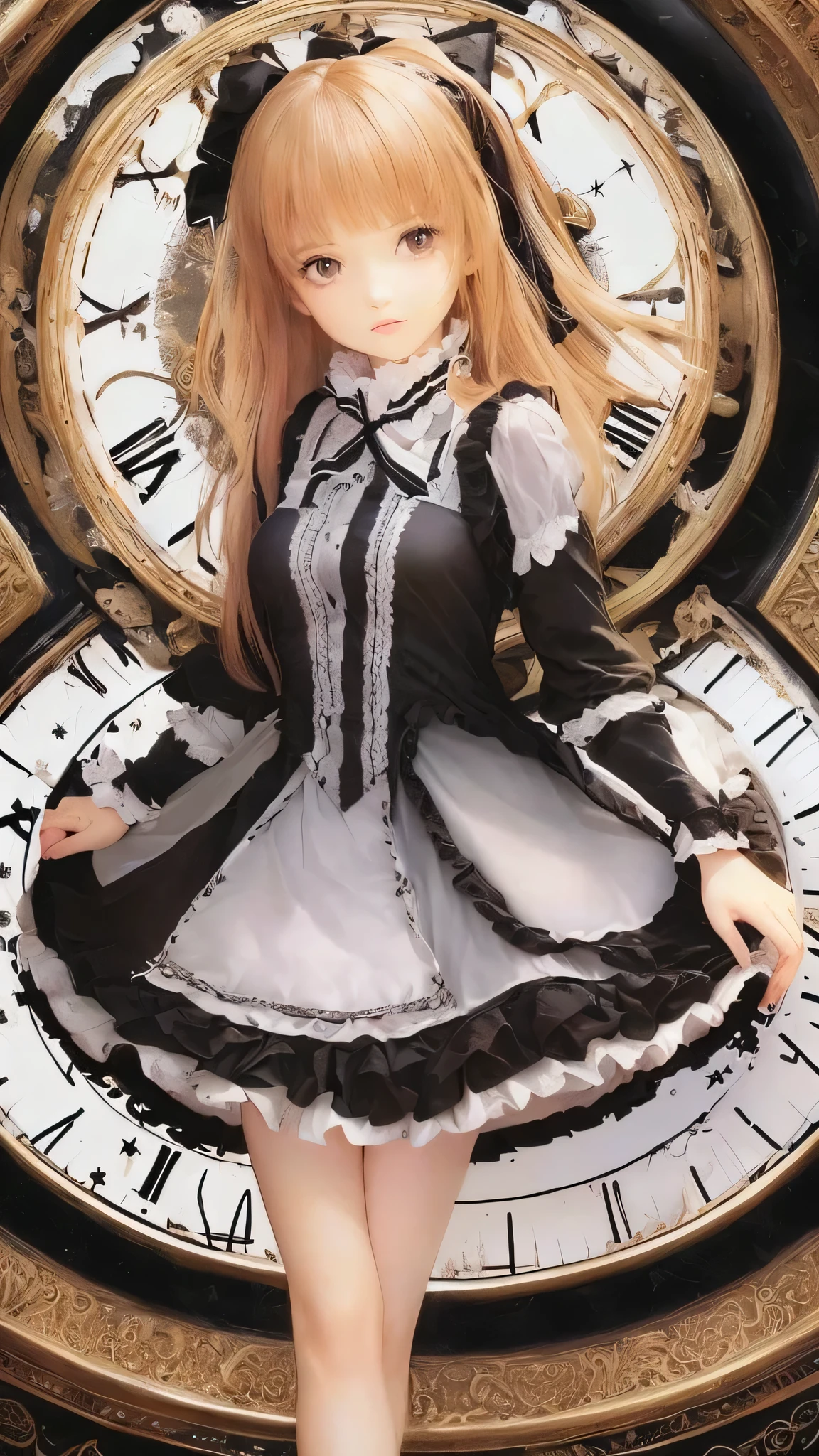 Time ,clock, beautiful girl, lolita dress