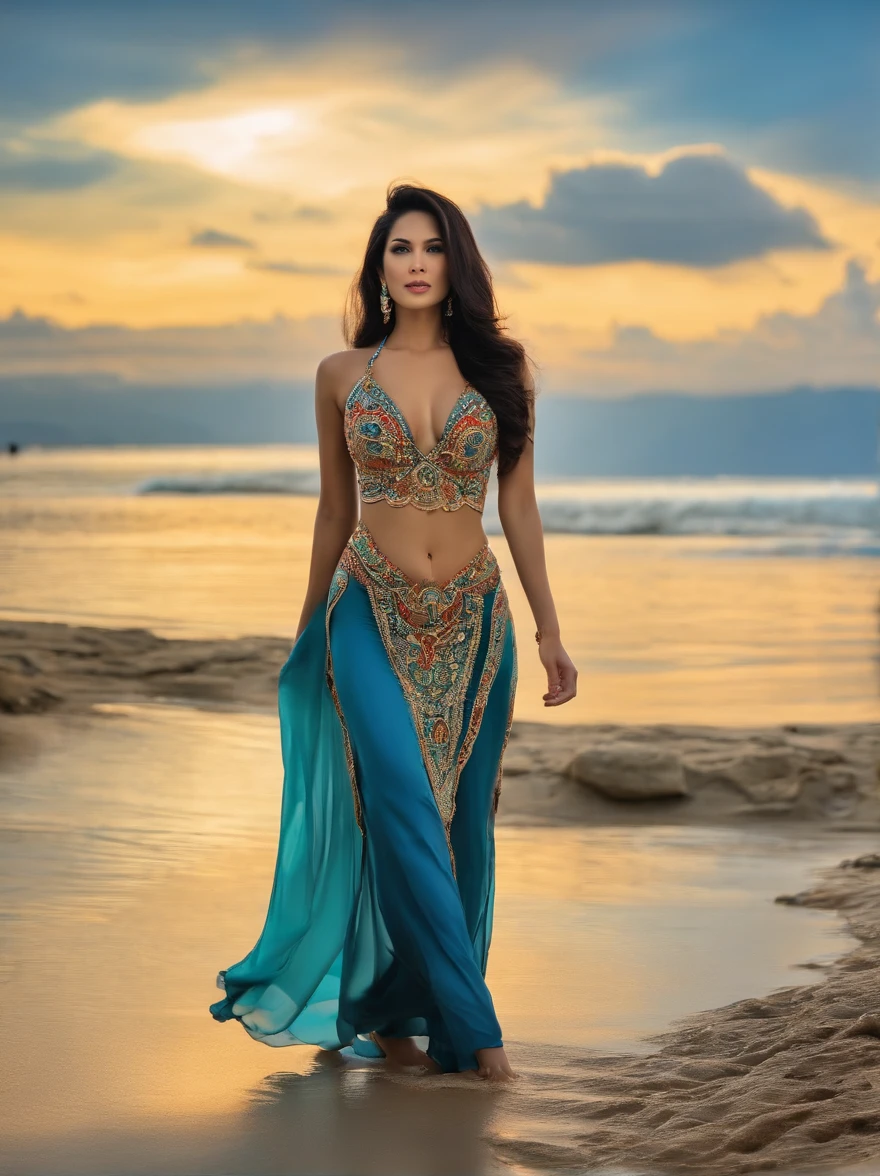 Sandra dewi walking with bikini
