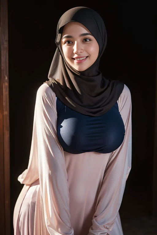 ((Muslim beautiful girl:1.3)) ((hijab)) ((nude: 1.0)) ((large breasts