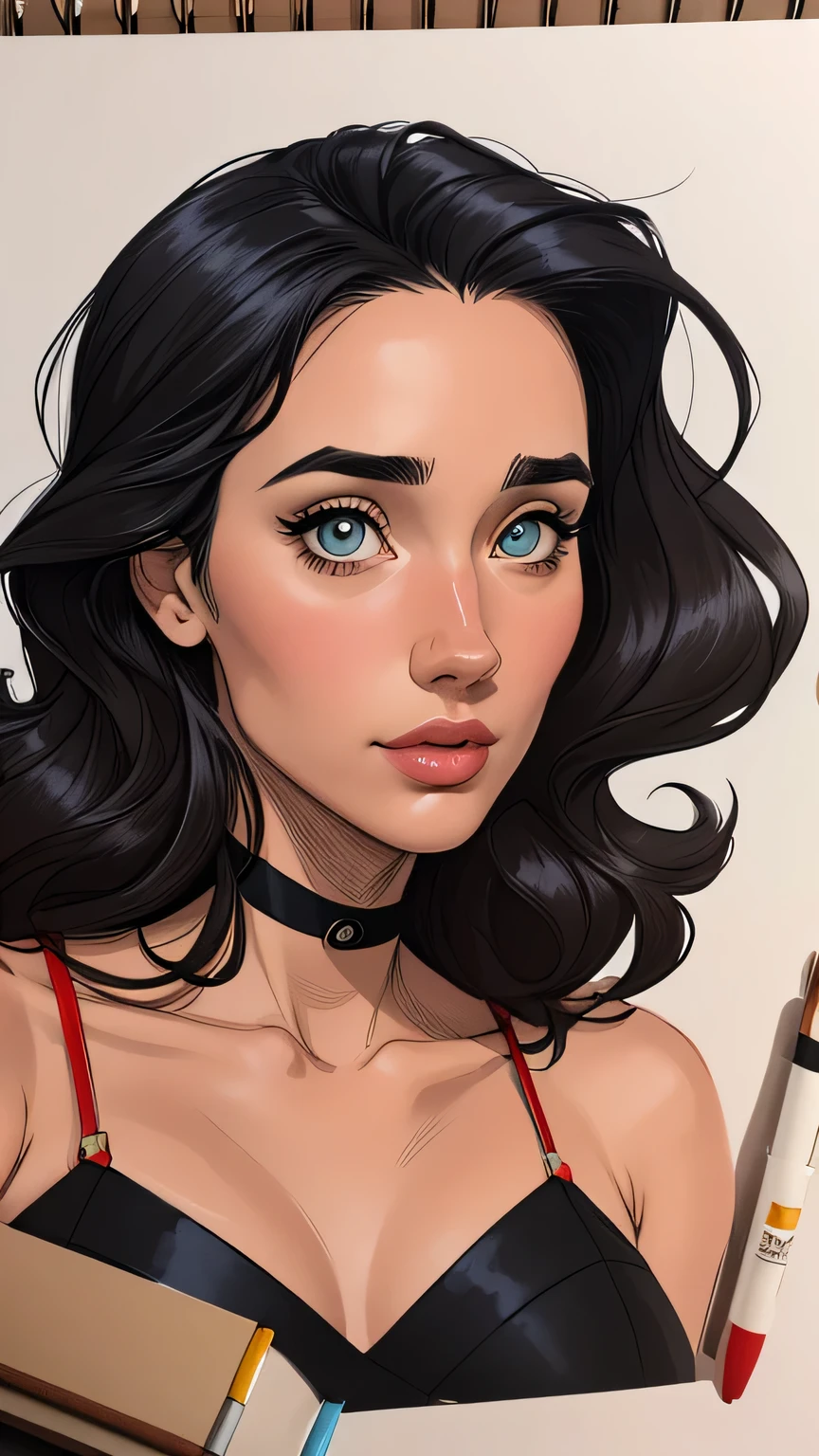 Personagem mulher ninja com marcas de guerras Imagem de desenho animado de uma mulher .cartoon style illustration, estilo de arte dos desenhos animados, estilo de arte dos desenhos animados, digital illustration style, design de personagens altamente detalhado, arte digital detalhada coragem, Forest fan art, Design de personagens de retrato, beautiful digital illustration, retrato de alta qualidade, Arte em quadrinhos, mulher jovem cabelo com transas lindas . Beautiful lined eyes Medium large bust and wonderful sexy clothes. image expression of sexual desire from waist to head illustration Jennifer Connelly and Salma haiek