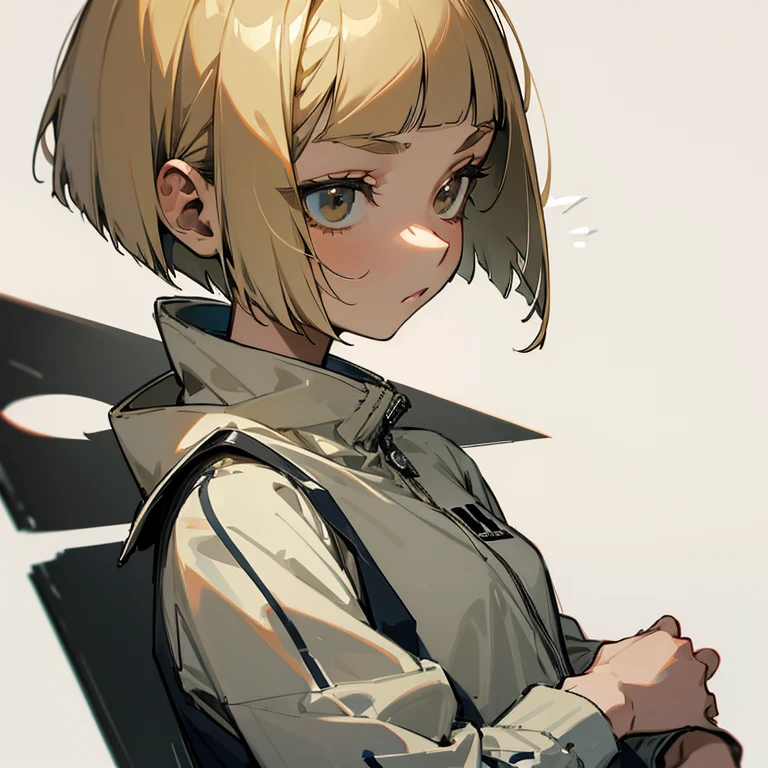 masterpiece、delicate details、tracksuit、Adidas Clothing、Athletics part、Slender beauty、Bangs Patsun、Cropped bob cut、The top of the head is black with a gradation of blonde hair.