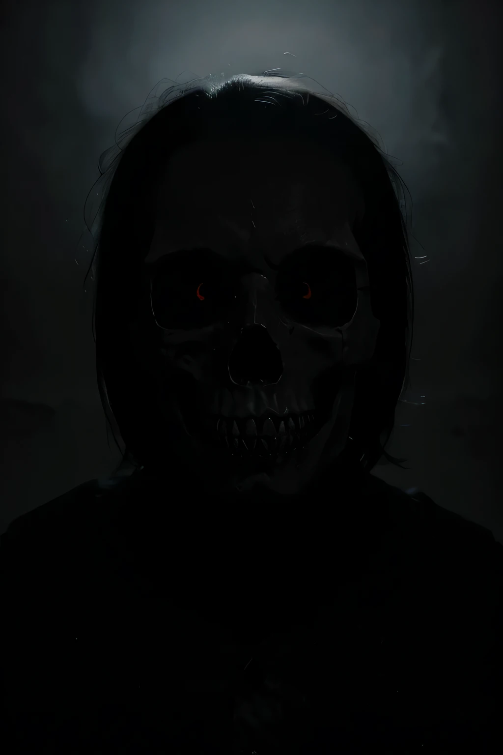 eyeless monster skull looking in complete darkness