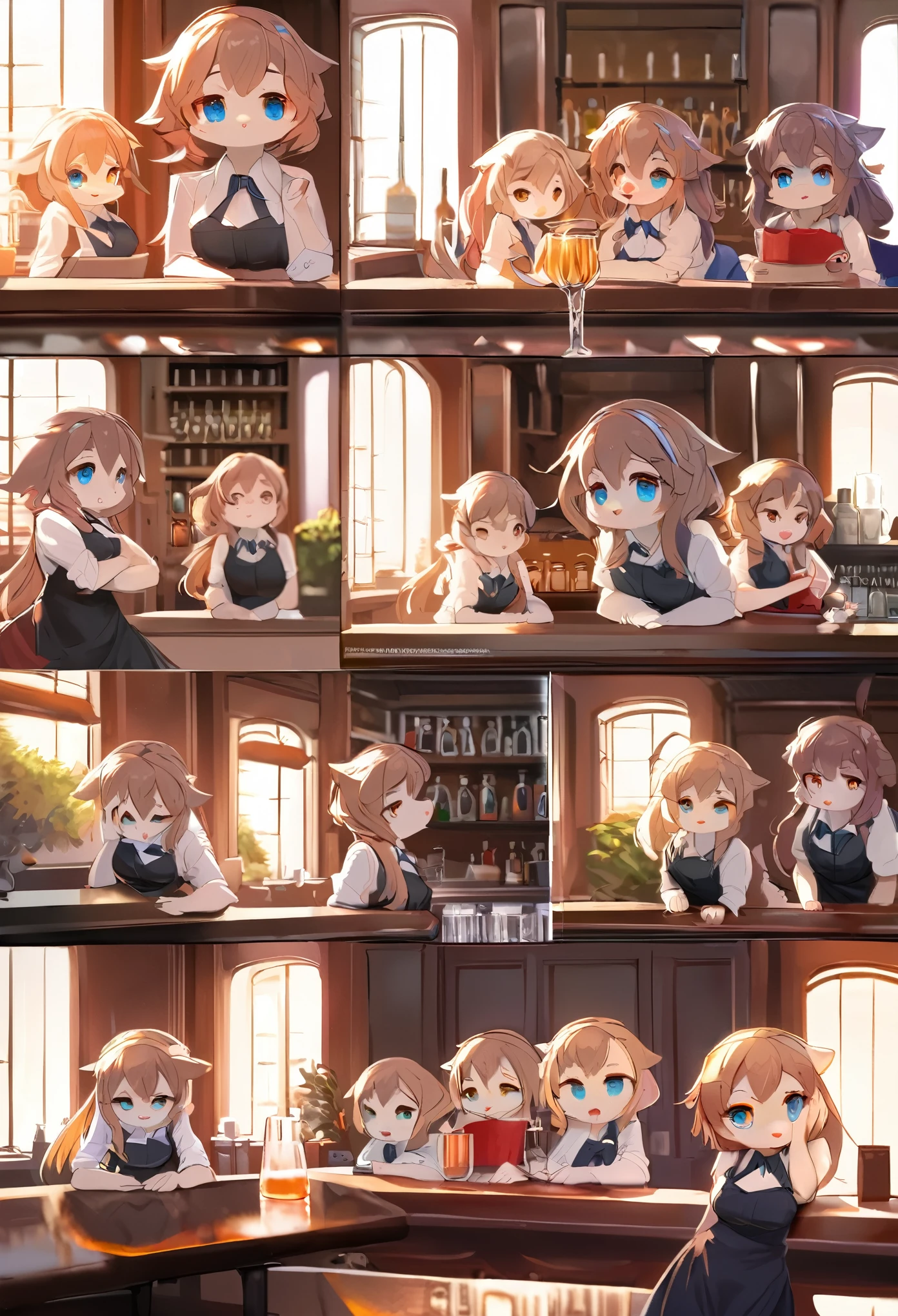 top quality, best quality, High-quality illustrations, masterpiece, super high resolution, detailed background, bartender, bar, cocktail, 6+boys, 6+girls, absurdres(highly detailed beautiful face and eyes)perfect anatomy, expression, good lighting, cinematic shadow(kemono, furry anthro)assorted poses, dynamic angle,