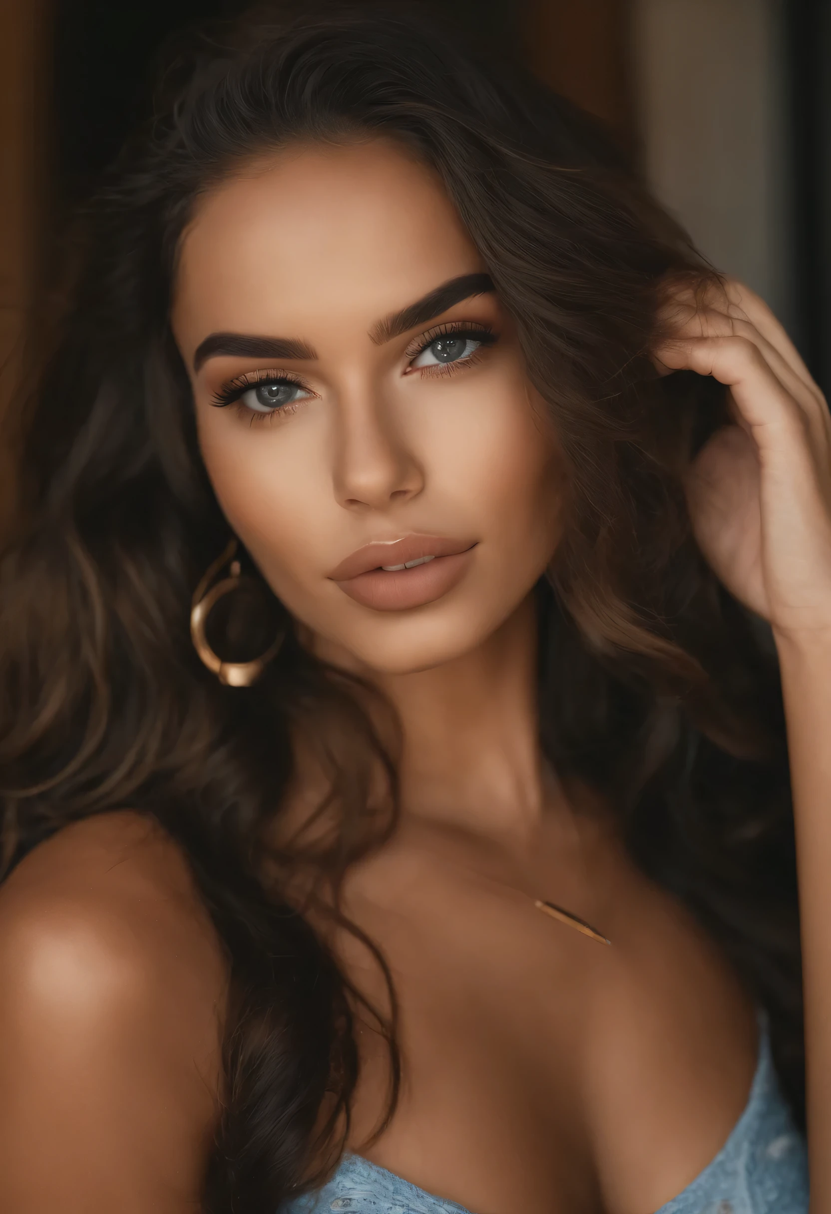 mulher colombiana com regata e calcinha combinando, sexy com olhos castanhos, seios grandes, pernas grossas, Retrato de Sophie Mudd, cabelos castanhos e olhos grandes, selfie de uma jovem mulher, Violeta Myers, sem maquiagem, Maquiagem natural, looking directly at the camera, Rosto com Artgram, Maquiagem sutil, Great full body photo, em uma boate, clivagem, roqueira e rebelde