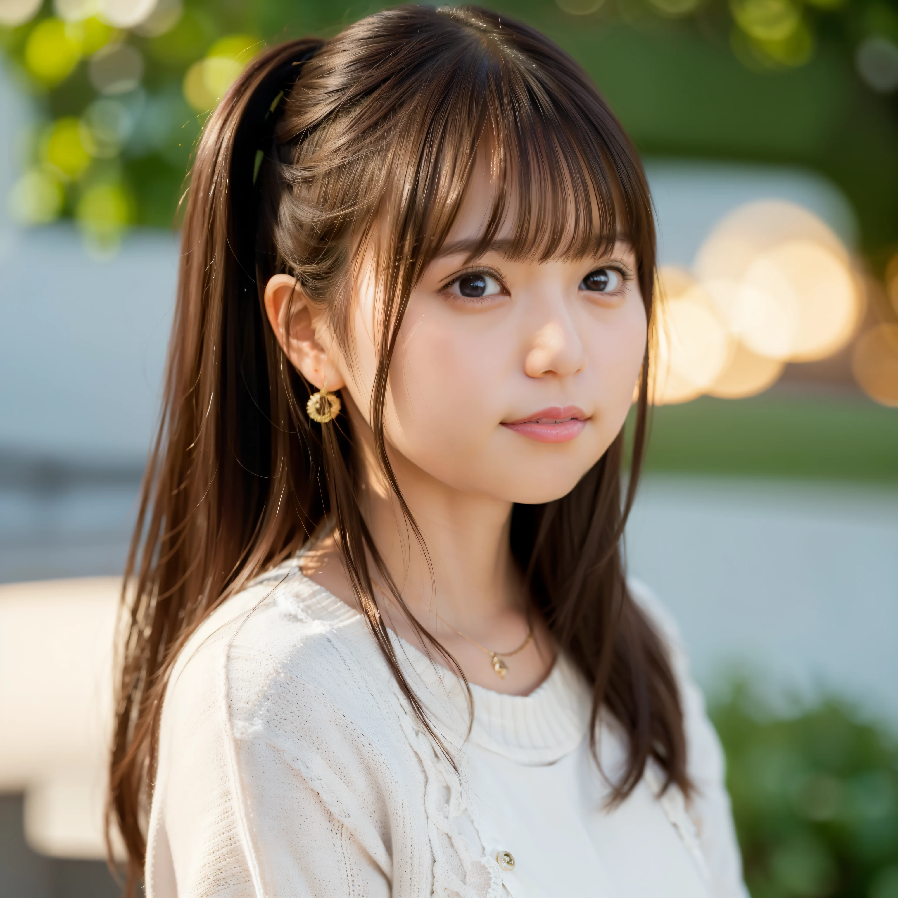 8k RAW photo,highest quality, highest quality:1.1, masterpiece:1.3,超A high resolution, (realistic:1.4), Raw photo, (upper thigh:1.5, From the side), natural skin texture:1.1, Realistic eye and face details:1.1, lip whole,(Bokeh:1.4), (in a suite), 1 japanese girl, cute, (alone:1.6), (shy smile), (dark brown eyes), smooth skin, (brown medium hair,bangs), (touch hair:1.4),Nogizaka,garden,full body esbian、:1.4、office lady:1.2、With a smile、Spring coordination、lightly dressed、pastel colored clothes、(In 4K, best quality, High resolution:1.1), (Reality, photorealistic:1), (cute type:1.8), solo, detailed eyes, brown eyes, innocent eyes, blush, 最高masterpiece作品, beautiful lights, movie lights, movie particles, Jewelry is, heart shaped earrings, bangsが, cherry lips, look at the audience, ponytail, side ponytail, Depth of the bounds written, background blur, eye focus, 85mm lens, Breasts F/1.4, professional lighting, photon mapping, radio city, Physically based rendering, high detail, muste piece,パステルカラーのSpring coordination、With a smile、Laughter、ふっくら桜色の笑顔
ponytail髪型