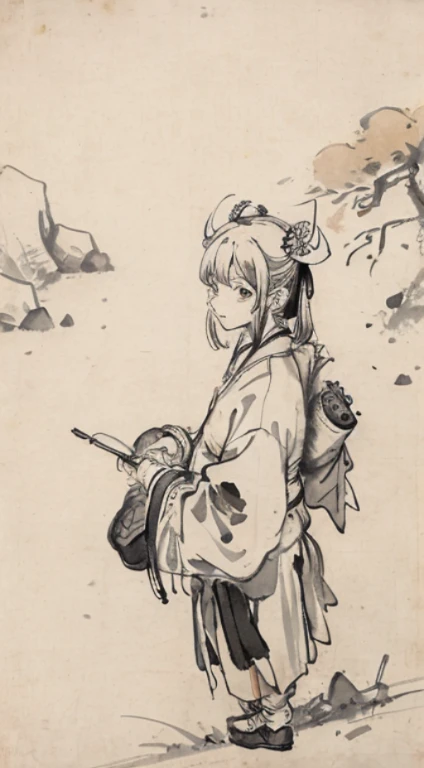 (master piece,best quality:1.2),traditional chinese ink painting,desert,without humans