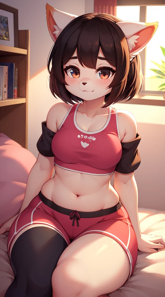 CUTE FURRY,furry woman, thicc,cute clothes,croptop,8k