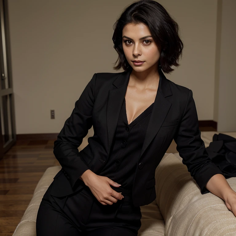 Morena Baccarin dressed in a blazer and dress pants