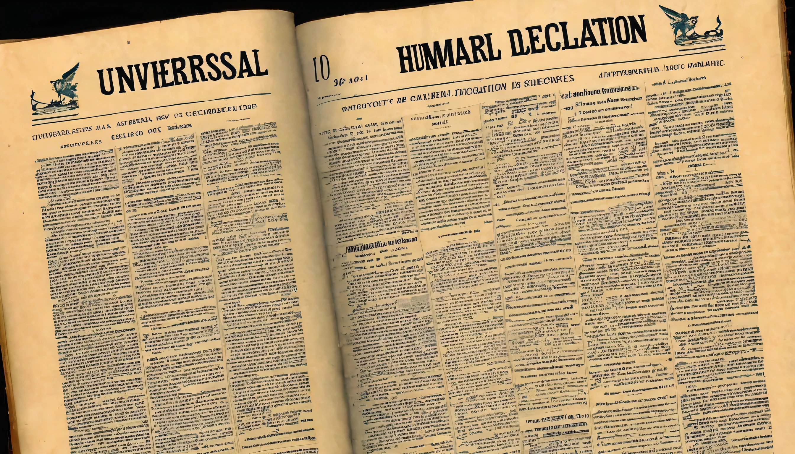 Jornal antigo, "Universal Declaration of Human Rights"