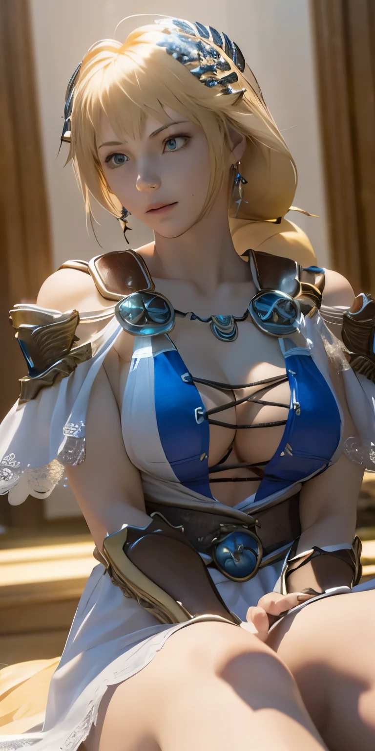 (masterpiece, best quality:1.3), Sophitia Alexandra, Soul Calibur, (cinematic angle:1.5), 28 years old, gold hair, braid hair,